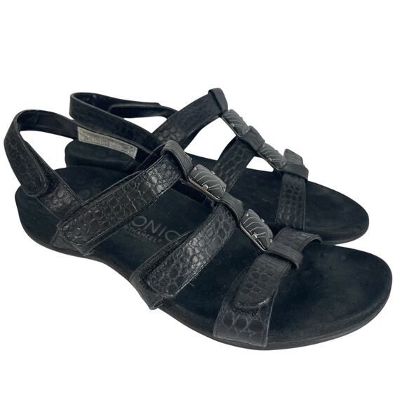 Vionic Sandals Flat Strappy Sz 6 Womens Open Toe Flat Comfort Black - Picture 14 of 14